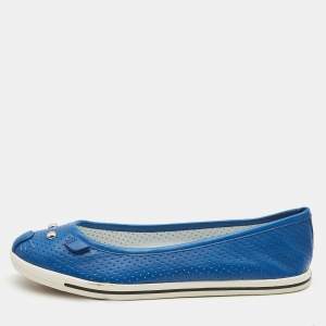 Pre Owned Marc by Marc Jacobs Blue Perforated Leather Mouse Ballet Flats Size 38
