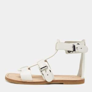 Pre Owned Marc by Marc Jacobs White Leather Ankle Strap Sandals Size 35