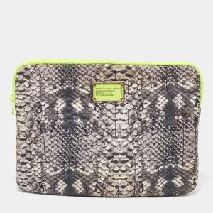 Marc by Marc Jacobs Grey Nylon Snakeskin Printed Laptop Case