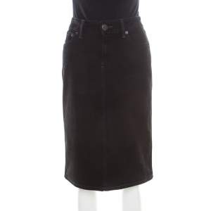 Marc by Marc Jacobs Black Washed Denim Slit Detail Skirt M