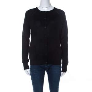 Pre Owned Marc by Marc Jacobs Black Merino Wool Front Button Cardigan S