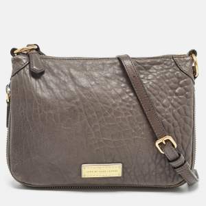 Marc by Marc Jacobs Grey Leather Wash Up Nash Zip Crossbody Bag