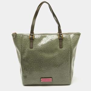 Marc by Marc Jacobs Olive Green Ostrich Embossed Leather Take Me Tote