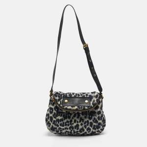 مملوكة مسبقًا Marc by Marc Jacobs Preppy Natasha Black/White Leopard Print Nylon Crossbody Bag
