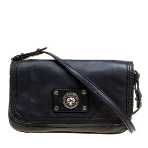 Pre Owned Marc by Marc Jacobs Black Leather Turn Lock Crossbody Bag