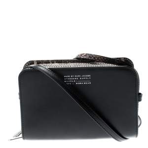 Pre Owned Marc by Marc Jacobs Black Leather and Embossed Snakeskin Crossbody Bag