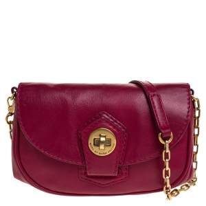 Pre Owned Marc by Marc Jacobs Magenta Leather Crossbody Bag