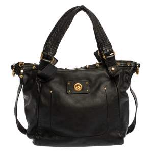Pre Owned Marc by Marc Jacobs Black Leather Spike Studded Shoulder Bag