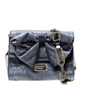 Pre Owned Marc by Marc Jacobs Grey Velvet Shoulder Bag