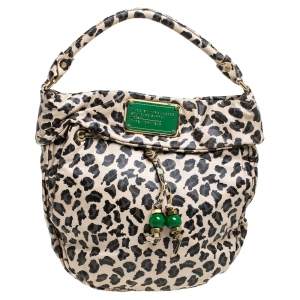 Pre Owned Marc by Marc Jacobs Beige/Black Leopard Print Leather New Q Lil Riz Hobo