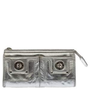 Marc by Marc Jacobs Metallic Silver Leather Totally Turnlock Wallet     
