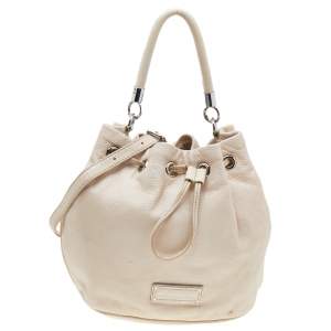 Marc By Marc Jacobs White Leather Too Hot to Handle Drawstring Bucket Bag