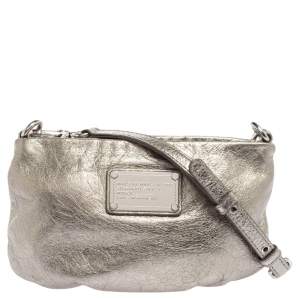 Pre Owned Marc by Marc Jacobs Silver Leather Crossbody Bag
