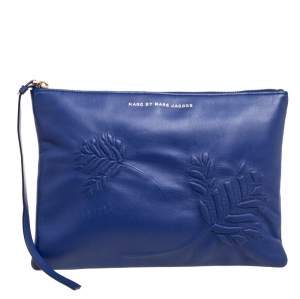 Marc by Marc Jacobs Blue Leather Floral Embossed Wristlet