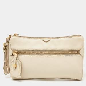 Marc by Marc Jacobs Beige Leather Zip Clutch