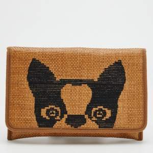 Marc by Marc Jacobs Brown/Black Straw Flap Clutch