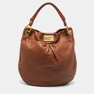 Pre Owned Marc by Marc Jacobs Smoked Almond Leather Classic Q Hillier Hobo