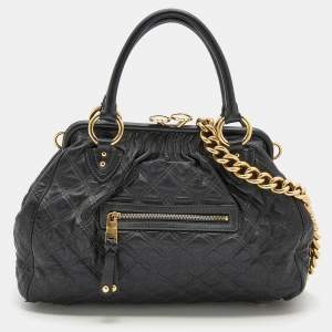 Marc Jacobs Black Quilted Leather Stam Satchel