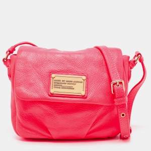 Marc by Marc Jacobs Neon Red Leather Classic Q Karlie Crossbody Bag