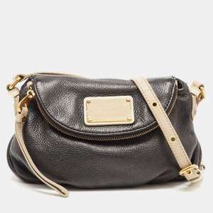 Pre Owned Marc By Marc Jacobs Black/Taupe Leather Classic Q Natasha Crossbody Bag