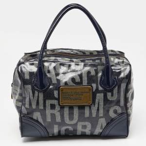 Marc By Marc Jacobs Blue Monogram Coated Canvas and Patent Leather Bag