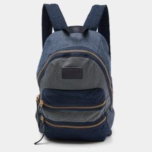 Marc by Marc Jacobs Two Tone Blue Denim Double Zip Backpack