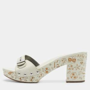 Marc by Marc Jacobs Cream Leather Slides Size 36