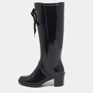 Pre Owned Marc by Marc Jacobs Black Rubber Rain Boots Size 37
