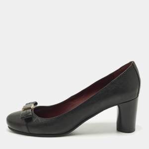 Pre Owned Marc by Marc Jacobs Bow Size 40 Black Leather Block Heel Pumps