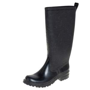 Pre Owned Marc by Marc Jacobs Black Rubber Alphabet Rain Boots Size 38