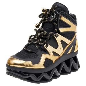 Pre Owned Marc by Marc Jacobs Black Leather And Mesh Ninja Sneakers Size 39
