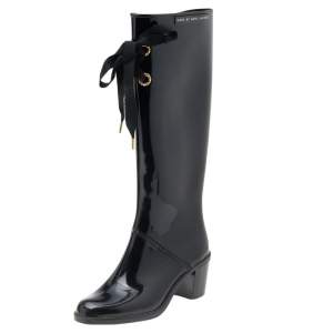 Pre Owned Marc by Marc Jacobs Black Rubber Rain Boots Size 37