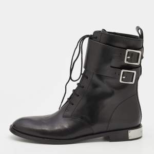 Pre Owned Marc by Marc Jacobs Black Leather Lace Up Ankle Length Boots Size 38