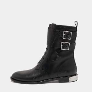 Pre Owned Marc by Marc Jacobs Black Leather Lace Up Ankle Length Boots Size 36
