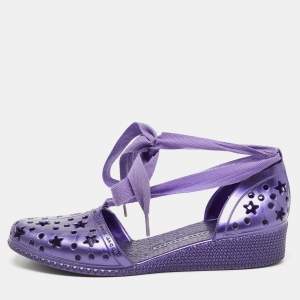 Marc by Marc Jacobs Purple Laser Cut Rubber Ankle Tie Flats Size 37