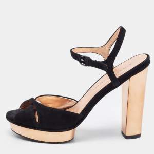 Pre Owned Marc by Marc Jacobs Black Suede Block Heel Sandals Size 39.5
