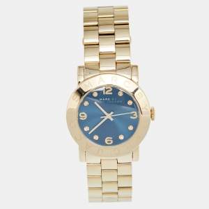 Marc by Marc Jacobs Blue Yellow Gold Plated Stainless Steel Amy MBM3166 Women's Wristwatch 36 mm