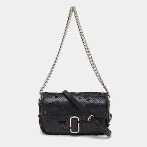 Marc Jacobs Black Leather and Sequins J MARC Crossbody Bag