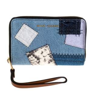 Marc Jacobs Blue Denim Patchwork Zip Around Wallet