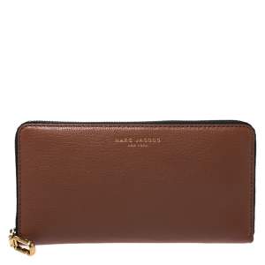 Marc Jacobs Caramel Brown Leather Zip Around Wallet