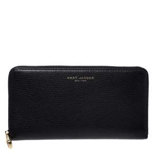 Marc Jacobs Black Leather Zip Around Wallet
