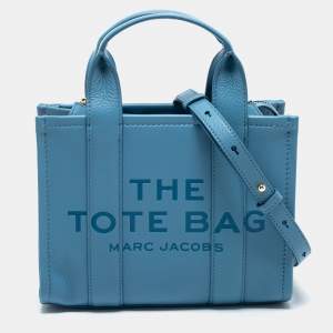 Pre Owned Marc Jacobs Blue Leather Mini Tote Bag