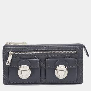 Marc Jacobs Dark Grey Quilted Leather Zip Continental Wallet