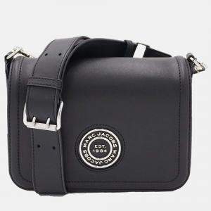 Marc Jacobs Black Leather  Women's Full Flap Logo Shoulder Bag