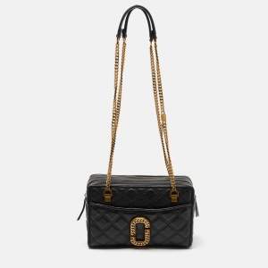 Marc Jacobs Black Quilted Leather The Status Chain Shoulder Bag 