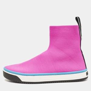 Marc Jacobs Neon Pink Stretch Fabric Dart Socks Slip On Sneakers Size 40