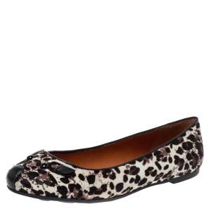 Marc Jacobs Brown/Black Animal Print Calf Hair Mouse Ballet Flats Size 37