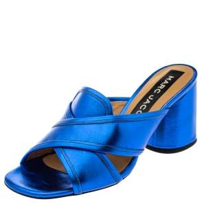 Marc Jacobs Electric Blue Leather Aurora Mules Size 37