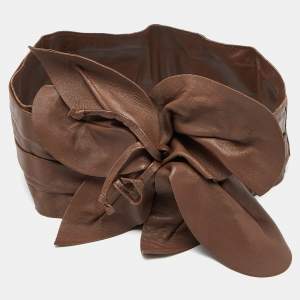 Marc Jacobs Brown Leather Oversized Floral Detail Belt S