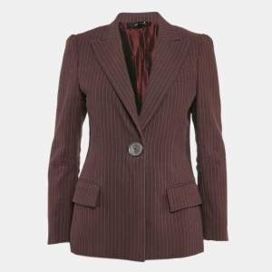 Marc Jacobs Burgundy Stripe Cotton Blend Single Breasted Blazer M